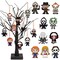 10 Pieces Halloween Ornaments for Tree - Wooden Hanging Horror Movie Characters for Halloween Trees - Scary Halloween Party Decorations